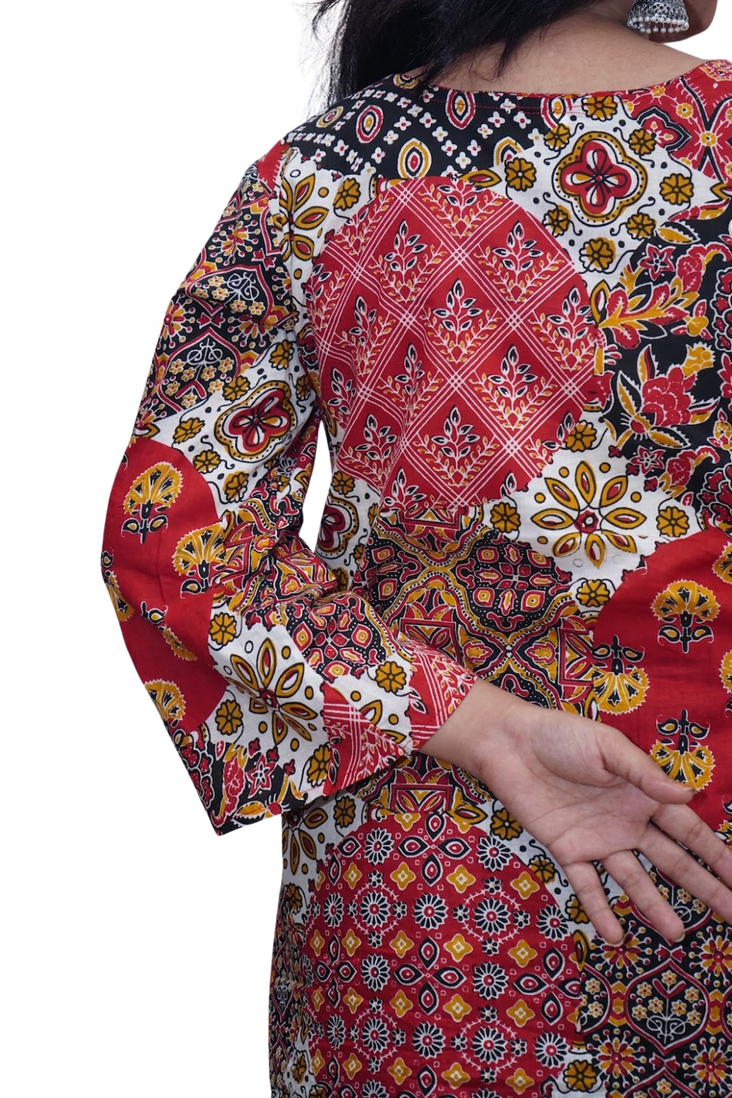 Sara Multicolor Ajrakh Patchwork Cotton Kurti