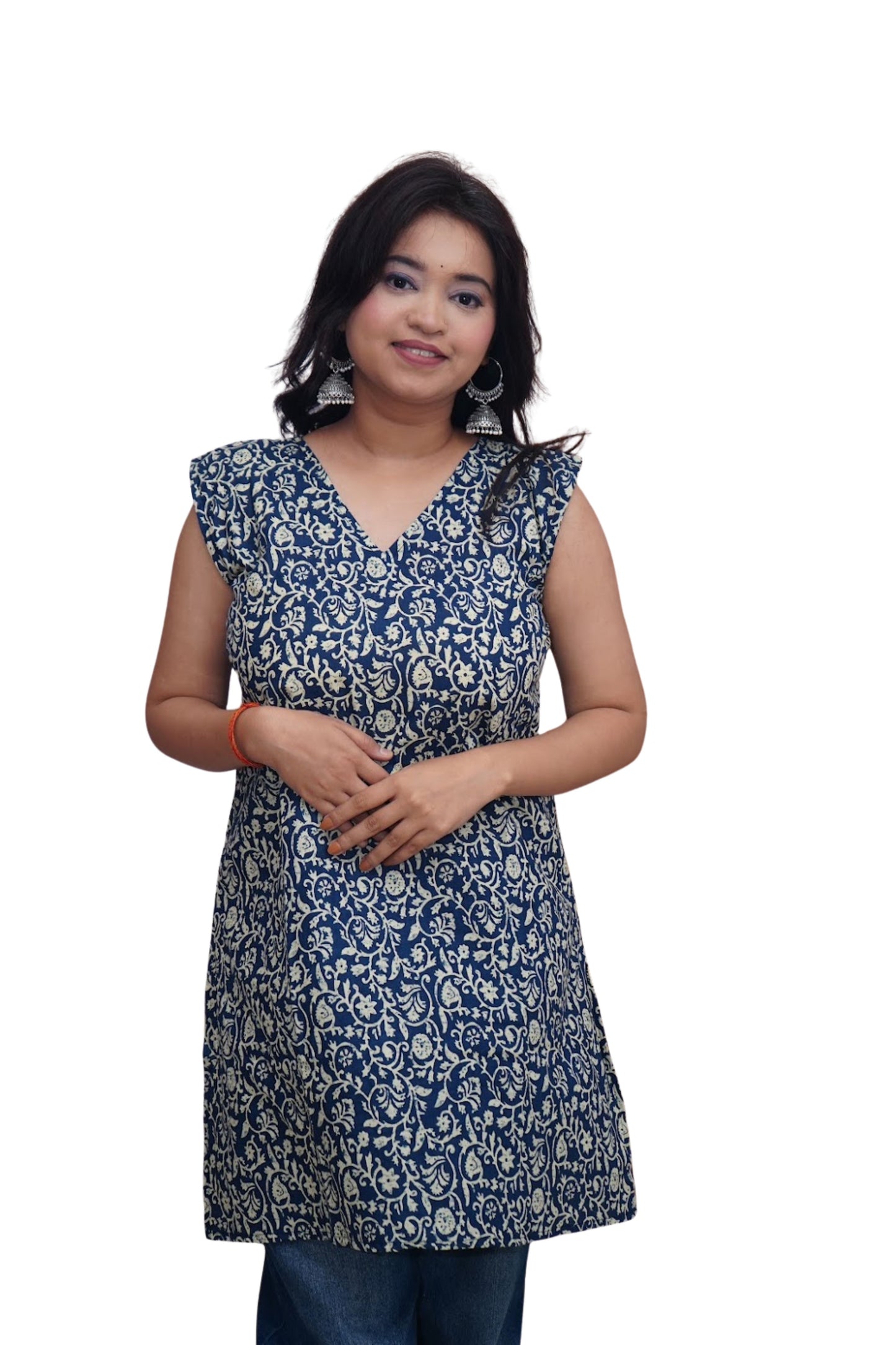 Aarohi Indigo Handblock Printed Cotton Kurti