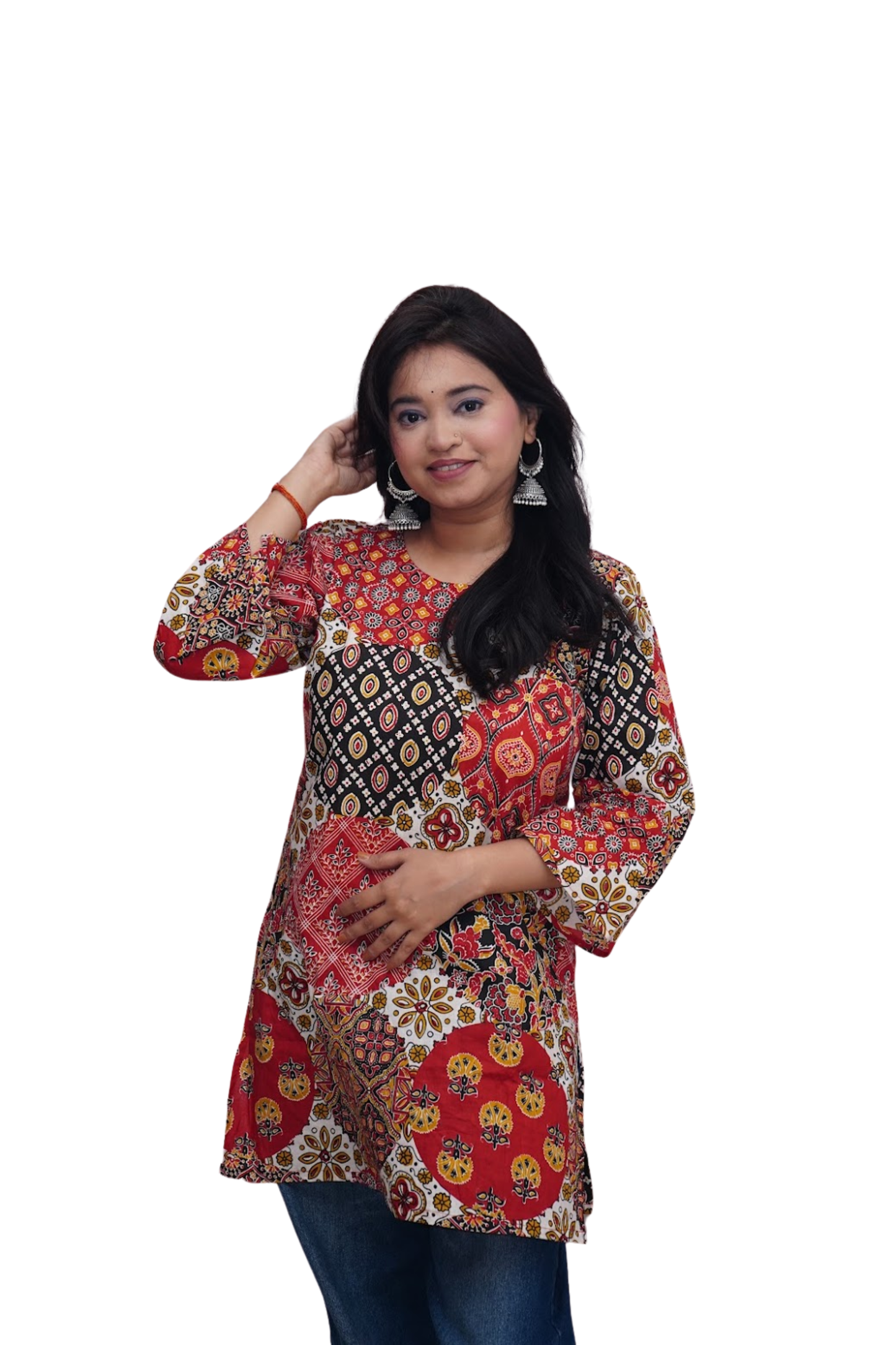 Anaya Multicolor Ajrakh Patchwork Cotton Kurti