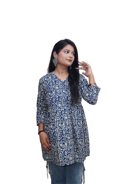Aarya Indigo Handblock Cotton Kurti