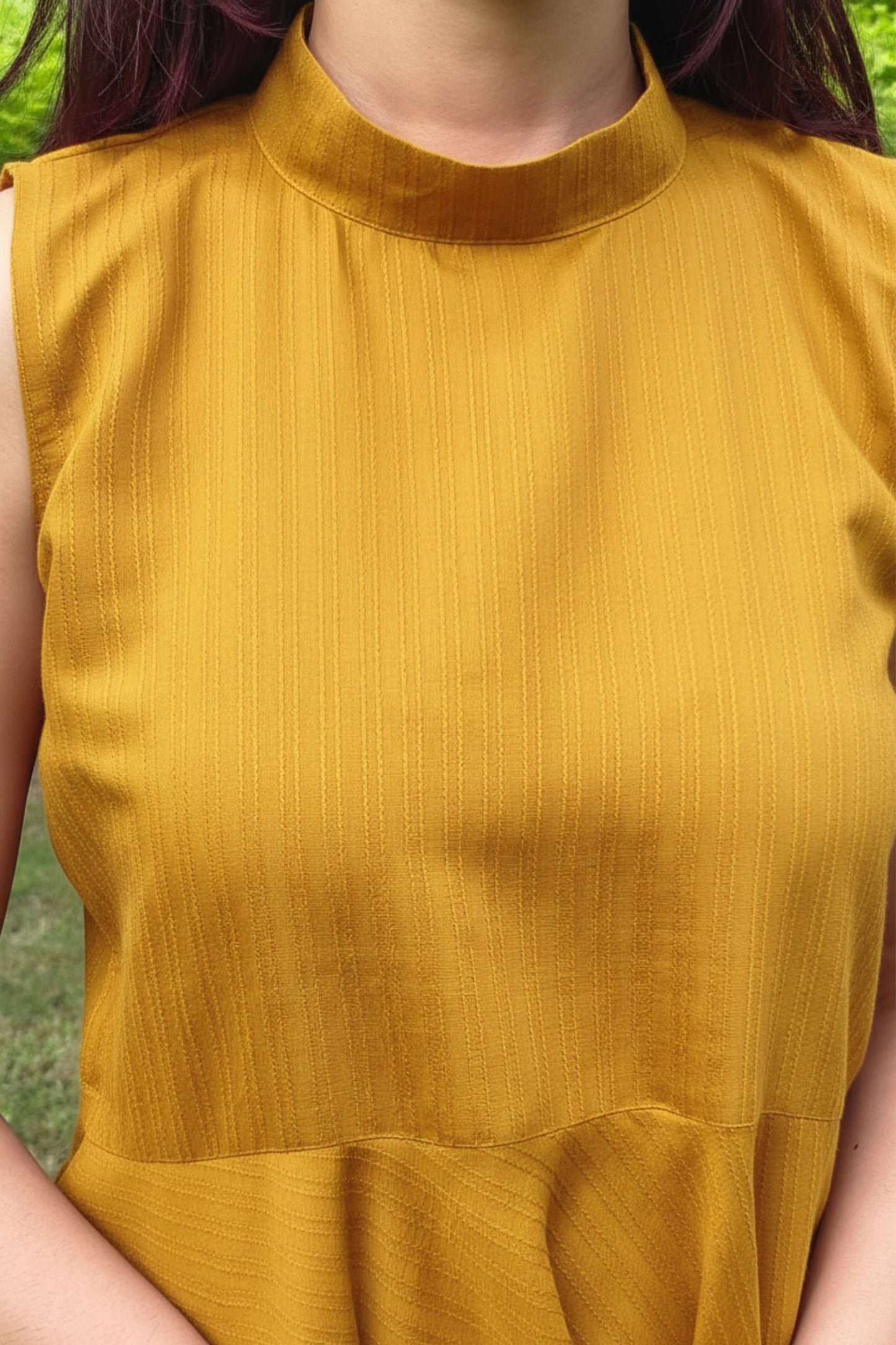 Mustard Sleeveless Flared Kurta with Palazzo Set