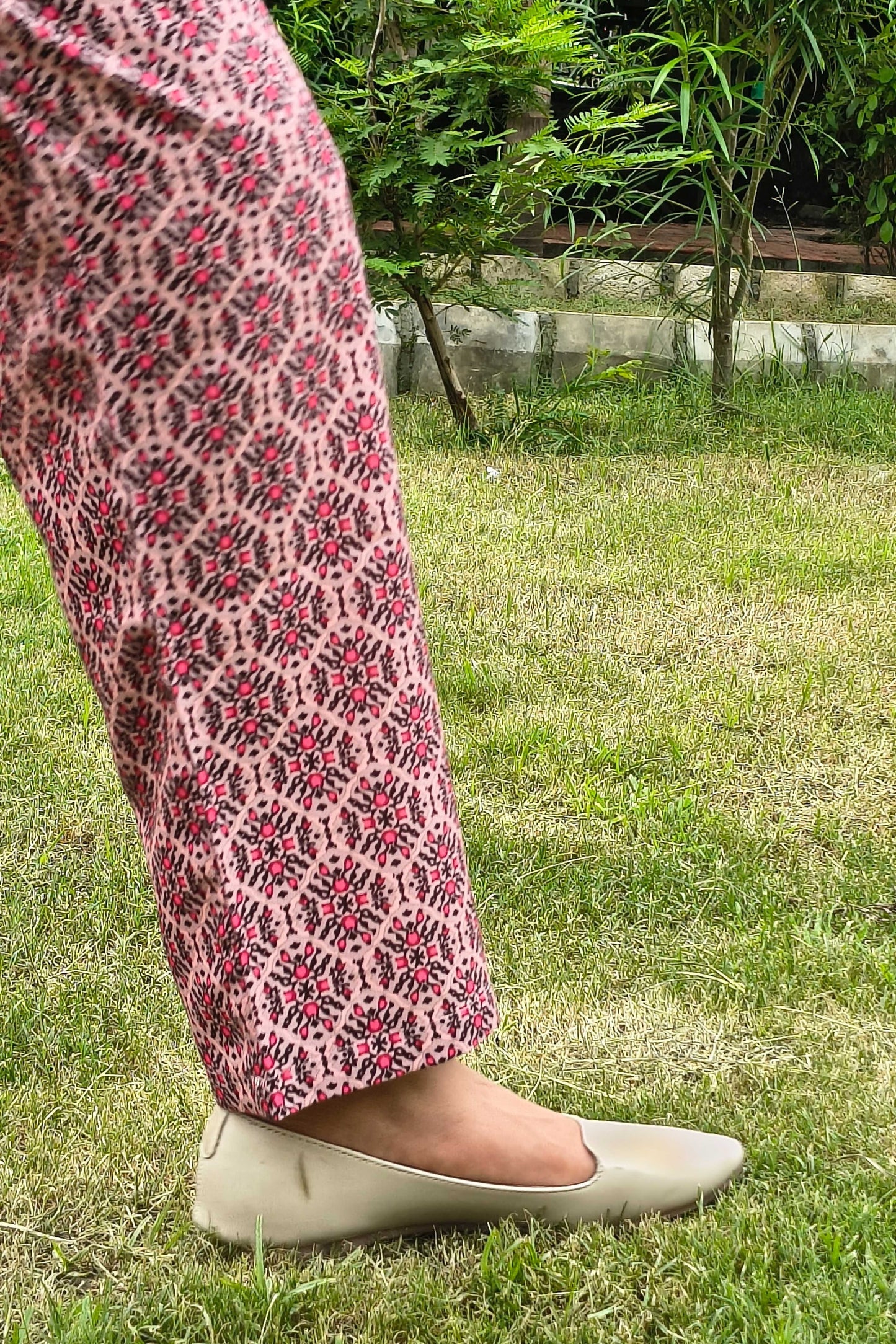 Wine Polycotton Printed Notched Collar Co-ord  set