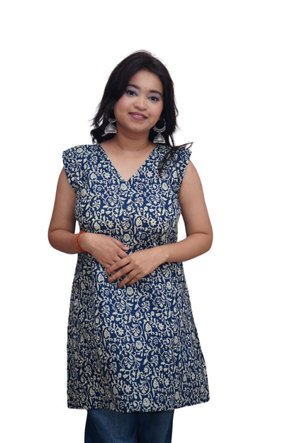Aarohi Indigo Handblock Printed Cotton Kurti