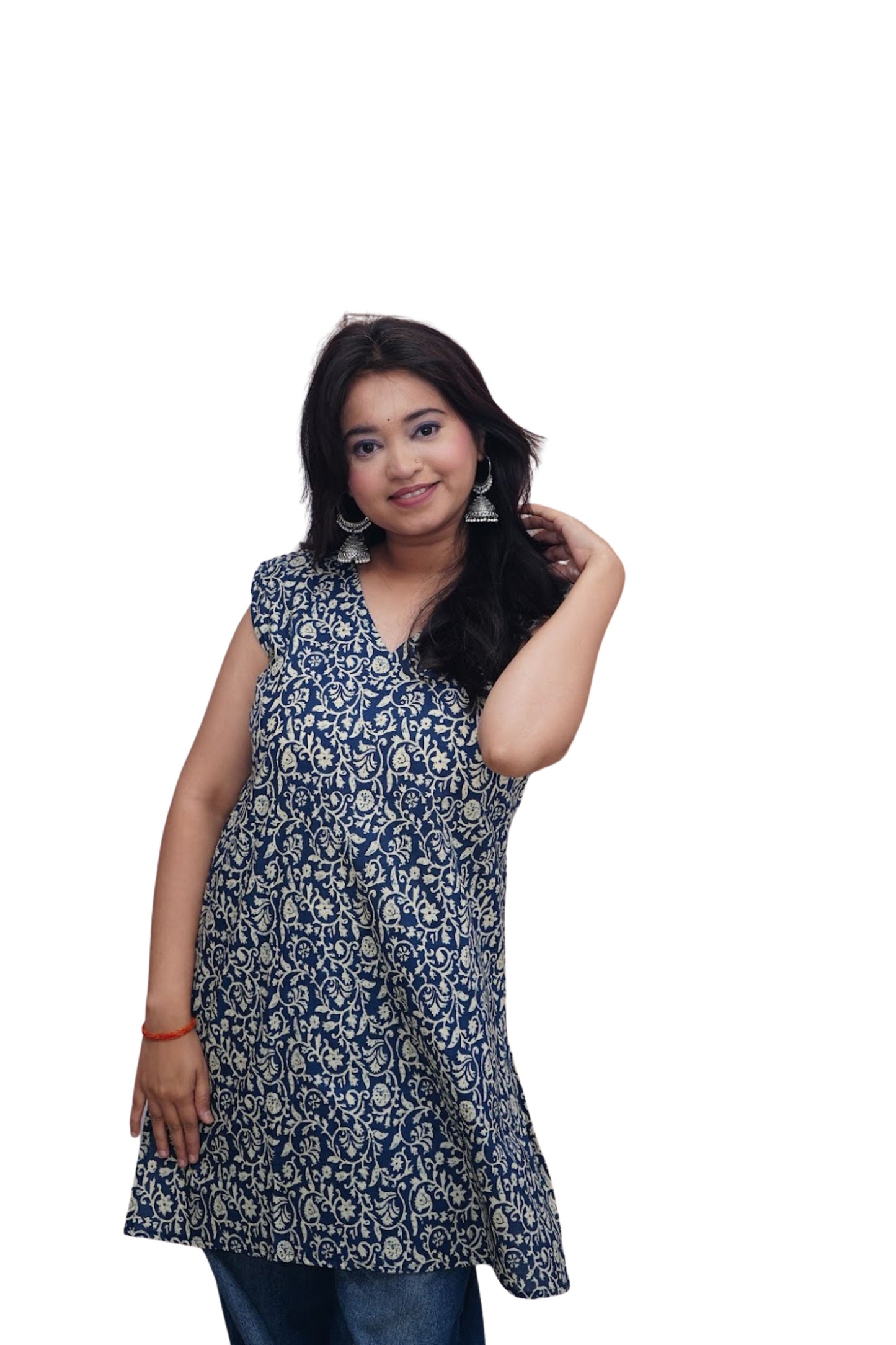 Aarohi Indigo Handblock Printed Cotton Kurti