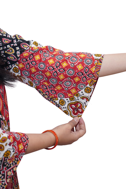 Anaya Multicolor Ajrakh Patchwork Cotton Kurti